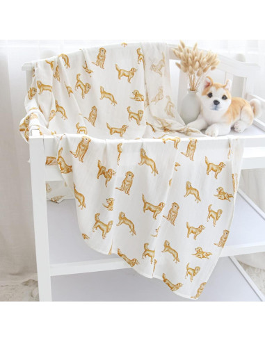 Manta de Muselina LifeTree Golden Retriever 120x120 cm Suave