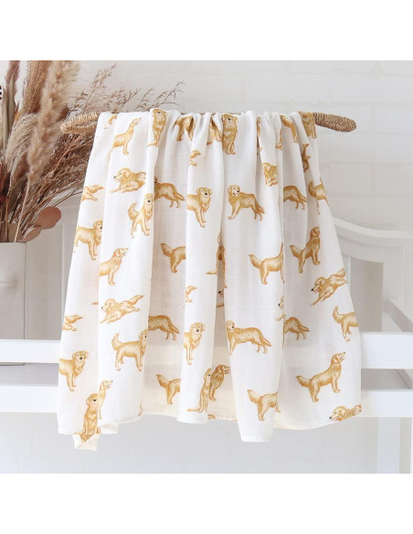 Manta de Muselina LifeTree Golden Retriever 120x120 cm Suave Manta de Muselina LifeTree Golden Retriever 120x120 cm Suave