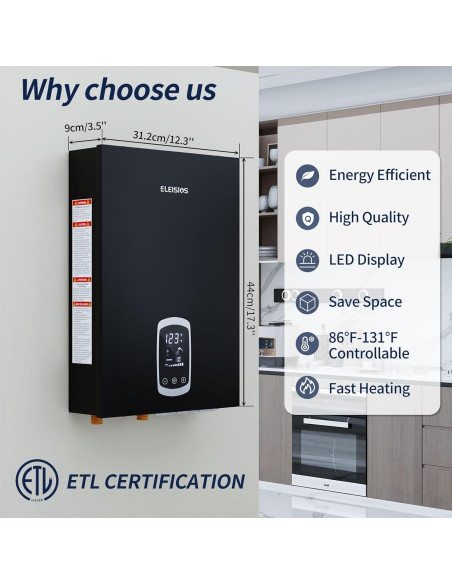 Calentador de Agua Eléctrico Sin Tanque ELEISIOS 27kW 240V Calentador de Agua Eléctrico Sin Tanque ELEISIOS 27kW 240V