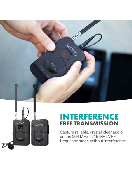 Sistema Inalámbrico Movo WMX-7, 12 Canales VHF, 80g Sistema Inalámbrico Movo WMX-7, 12 Canales VHF, 80g