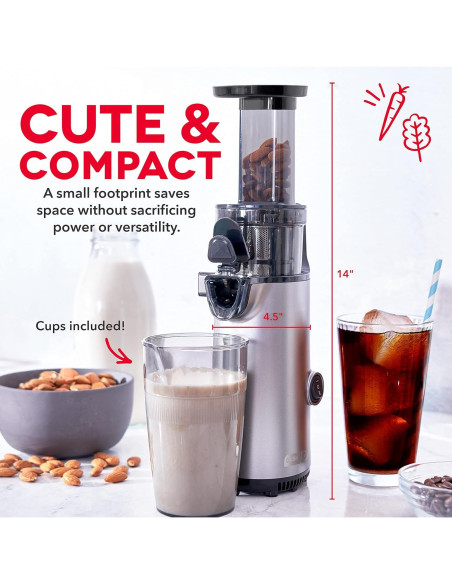 Extractor de Jugo Lento DASH Deluxe 1L Compacto Grafito Extractor de Jugo Lento DASH Deluxe 1L Compacto Grafito