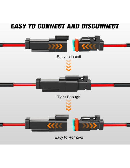 Conectores Eléctricos Nilight 2 Pines DT 16AWG Impermeables Conectores Eléctricos Nilight 2 Pines DT 16AWG Impermeables