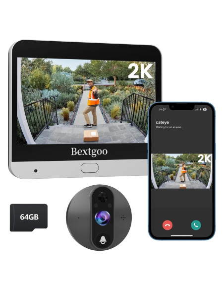 Cámara de Timbre de Puerta Bextgoo 2K con Pantalla 4.3" Cámara de Timbre de Puerta Bextgoo 2K con Pantalla 4.3"