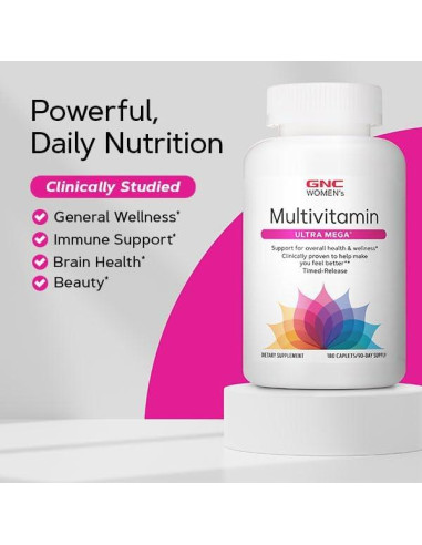 GNC Multivitaminas Ultra Mega Mujeres 90 tabletas - Soporte Inmunológico y Belleza