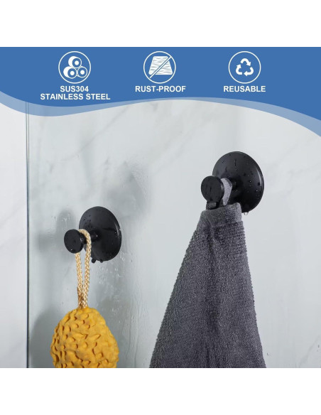 Ganchos de Succión Sayayo 2 Pcs Acero Inoxidable Negro Mate Ganchos de Succión Sayayo 2 Pcs Acero Inoxidable Negro Mate