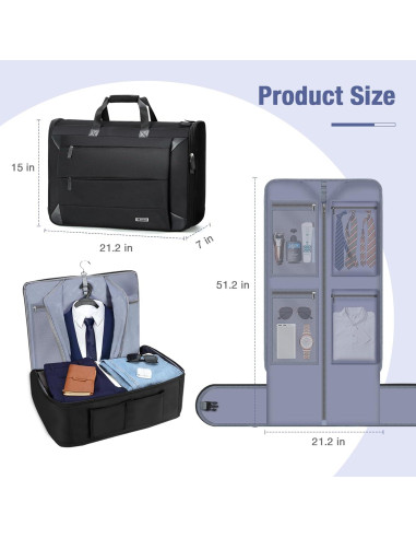 Bolsa de Prendas Rodante Lekeinchi 2-en-1 Plegable 53.9x17.8x38.1cm