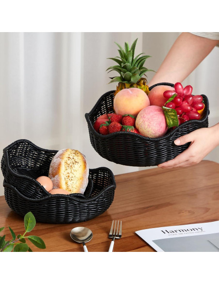 Cesta de Pan de Mimbre SiliFine 3 Piezas Negro 29cm 26cm 22cm Cesta de Pan de Mimbre SiliFine 3 Piezas Negro 29cm 26cm 22cm
