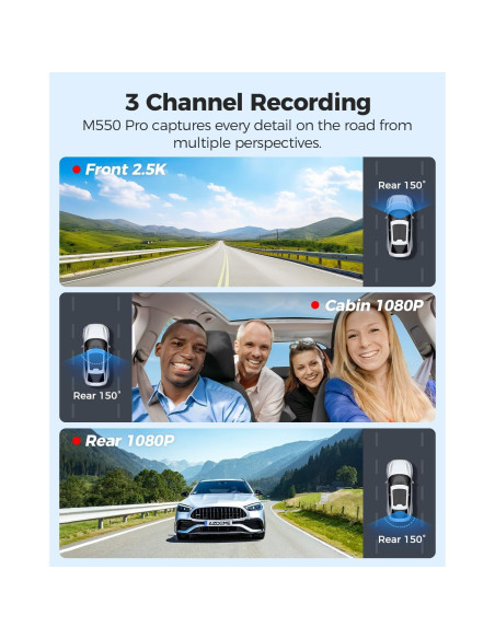 Cámara de Salpicadero AZDOME M550 Pro 3 Canales 4K GPS Cámara de Salpicadero AZDOME M550 Pro 3 Canales 4K GPS