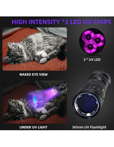 Linterna UV DARKDAWN 365nm Recargable USB-C 20W IPX4