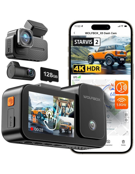 Cámara Dash 4K WOLFBOX X5 3 Canales + Soplador Eléctrico MF100 Cámara Dash 4K WOLFBOX X5 3 Canales + Soplador Eléctrico MF100