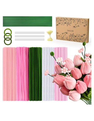 Kit de Manualidades Saccik 500 Piezas Limpiapipas Rosa