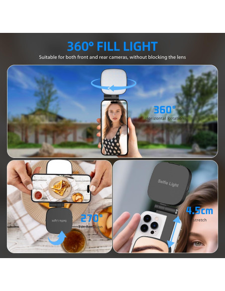 Luz de Selfie Magnética FJHEPERPOO con Espejo HD 700lx Luz de Selfie Magnética FJHEPERPOO con Espejo HD 700lx