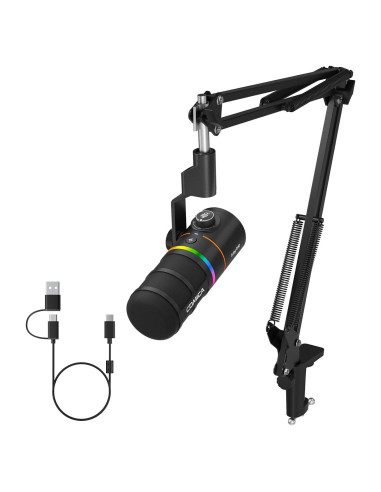 Micrófono Dinámico Comica D10 XLR/USB-C con RGB y Soporte