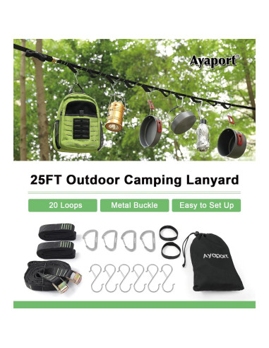 Organizador Colgante Camping Ayaport 6.1m 20 Lazos 4 Ganchos
