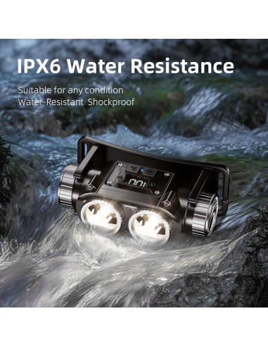 Linterna Frontal Recargable WARSUN 1500 Lúmenes IPX6