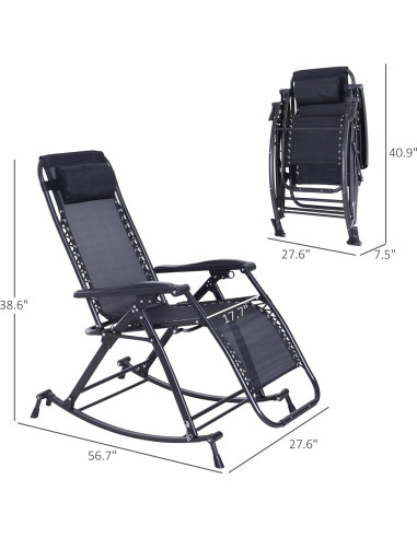 Silla Mecedora Reclinable Plegable Outsunny - Gravedad Cero, Negro