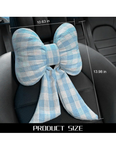 Almohada de Cuello Bittwee para Coche Ajustable Azul Cuadrícula
