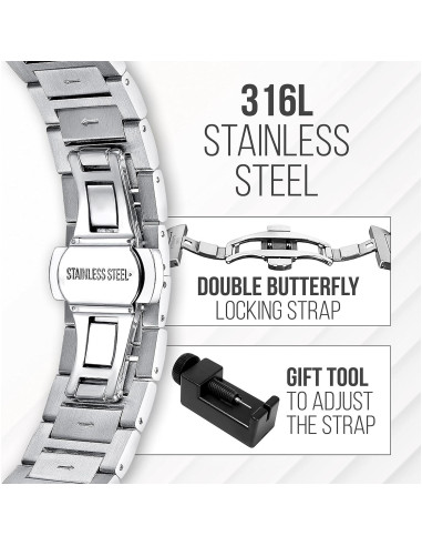 Reloj de pulsera multifuncional Eternity para hombres, acero inoxidable