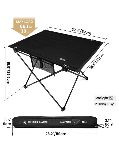 Mesa de Camping Plegable ONETIGRIS CAMPMATE 1.3 kg 30 kg Mesa de Camping Plegable ONETIGRIS CAMPMATE 1.3 kg 30 kg