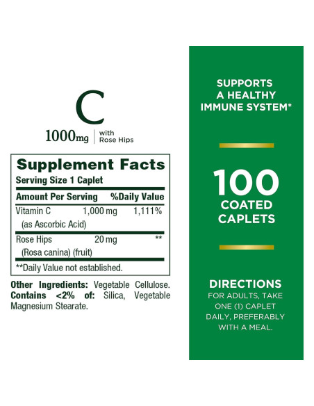 Vitamin C Nature's Bounty 1000mg + Rosa Mosqueta 100 Tabletas Vitamin C Nature's Bounty 1000mg + Rosa Mosqueta 100 Tabletas