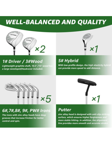 Juego de Golf Completo XDriveMax 10 Piezas Hombre Gris
