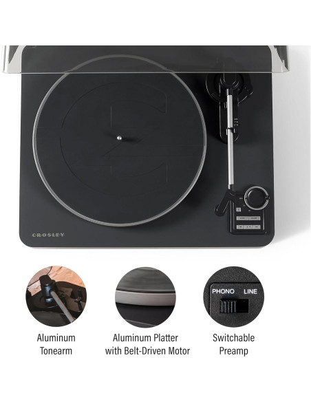 Tocadiscos Bluetooth Automático Crosley C300A-BK 2 Velocidades Tocadiscos Bluetooth Automático Crosley C300A-BK 2 Velocidades