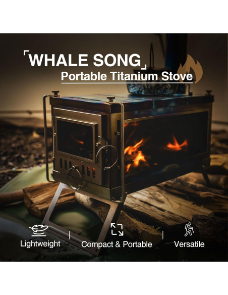 Estufa de Leña OneTigris WHALE SONG Titanio Plegable 4 Campistas Estufa de Leña OneTigris WHALE SONG Titanio Plegable 4 Campistas