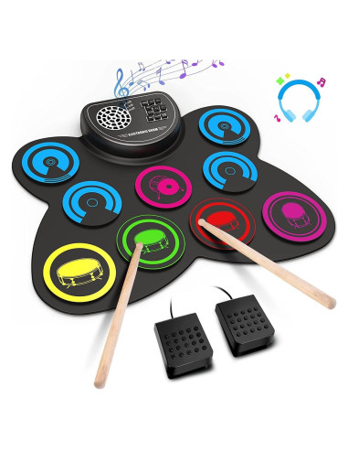 Batería Electrónica Portátil EKEMOND 9 Pads Multicolor