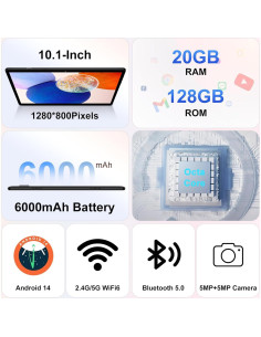 Tableta Infantil UJJ U8 Android 14 10.1" 20GB+128GB Azul 2