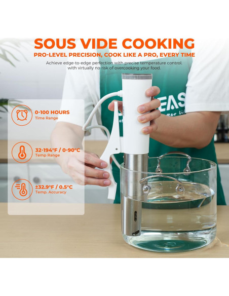 Cocinero Sous Vide SUSTEAS SV220 1200W Control Táctil Blanco Cocinero Sous Vide SUSTEAS SV220 1200W Control Táctil Blanco