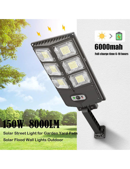 Luces Solares LED 150W GORLDE 8000LM con Sensor y Control Remoto Luces Solares LED 150W GORLDE 8000LM con Sensor y Control Remoto