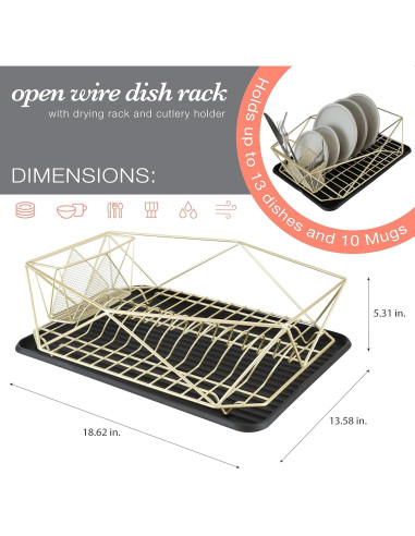 Estante para Secar Platos Kitchen Details Hierro Oro Satinado