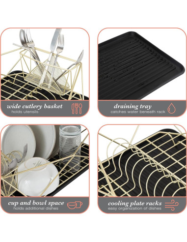 Estante para Secar Platos Kitchen Details Hierro Oro Satinado