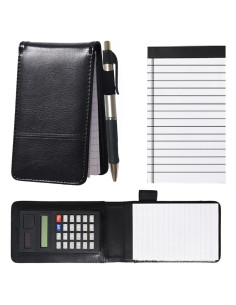 Cuaderno Multifuncional SAYEEC A7 con Calculadora y Bolígrafo Negro