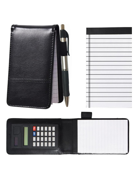 Cuaderno Multifuncional SAYEEC A7 con Calculadora y Bolígrafo Negro
