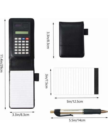 Cuaderno Multifuncional SAYEEC A7 con Calculadora y Bolígrafo Negro