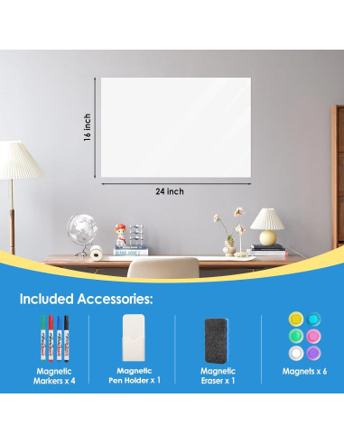 Pizarra Blanca Magnética Autoadhesiva MaxGear 60x40cm