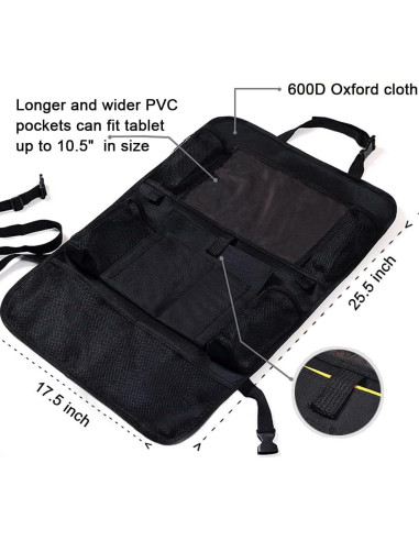 Organizador de Asiento Trasero B Bolany 2 Paquete 9 Bolsillos Negro