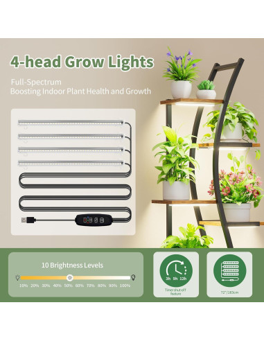 Soporte de Plantas Interior con Luces de Crecimiento 157 cm