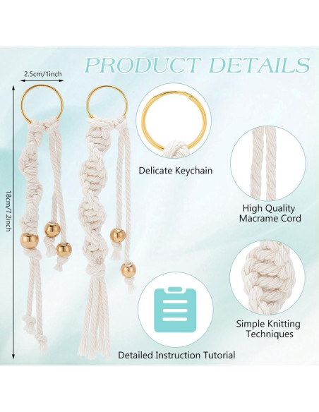 Kit de Llaveros de Macramé INFUNLY - 7 Diseños Bohemios Kit de Llaveros de Macramé INFUNLY - 7 Diseños Bohemios