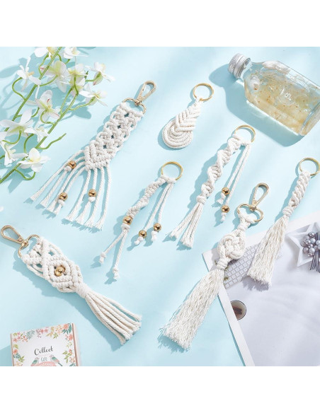Kit de Llaveros de Macramé INFUNLY - 7 Diseños Bohemios Kit de Llaveros de Macramé INFUNLY - 7 Diseños Bohemios