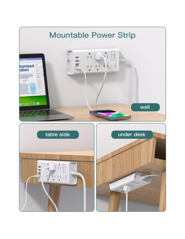 Regleta de Protección Addtam 1.5M 6 Salidas 4 USB