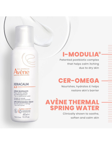 Crema Lipídica Reconstituyente Avne XeraCalm A.D 190g - Sin Conservantes