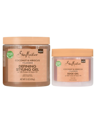 Gel de Estilo para Cabello Rizado SheaMoisture 425 g + Control de Bordes 99 g
