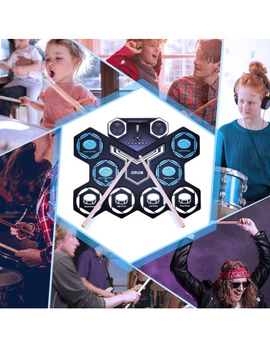 Juego de Batería Electrónica Gimigo 9 Pads Silicona LED