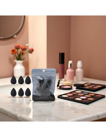 Conjunto de 6 Esponjas de Maquillaje Mini Negras Jinshining Conjunto de 6 Esponjas de Maquillaje Mini Negras Jinshining
