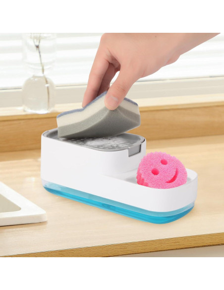 Dispensador de Jabón ZIZAISM para Platos con Soporte Esponja Dispensador de Jabón ZIZAISM para Platos con Soporte Esponja