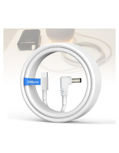 Cable de Cargador USB C 12V para Echo Dot 3ra/4ta Gen - Blanco
