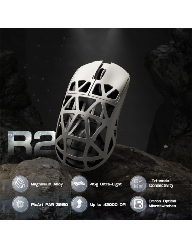 Ratón Gaming Inalámbrico Attack Shark R2 42K DPI - Blanco