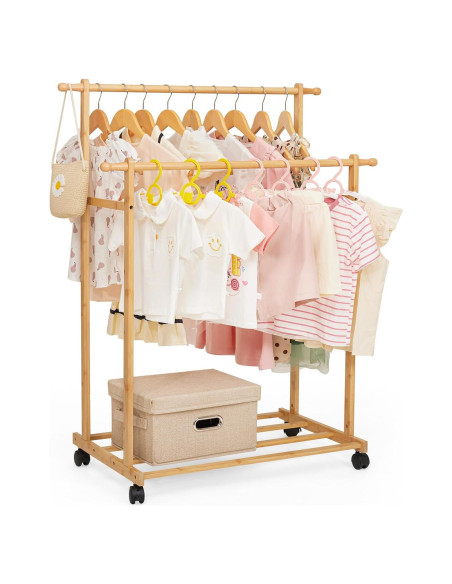 Perchero de Ropa para Niños Cozivolife de Bambú Natural Perchero de Ropa para Niños Cozivolife de Bambú Natural